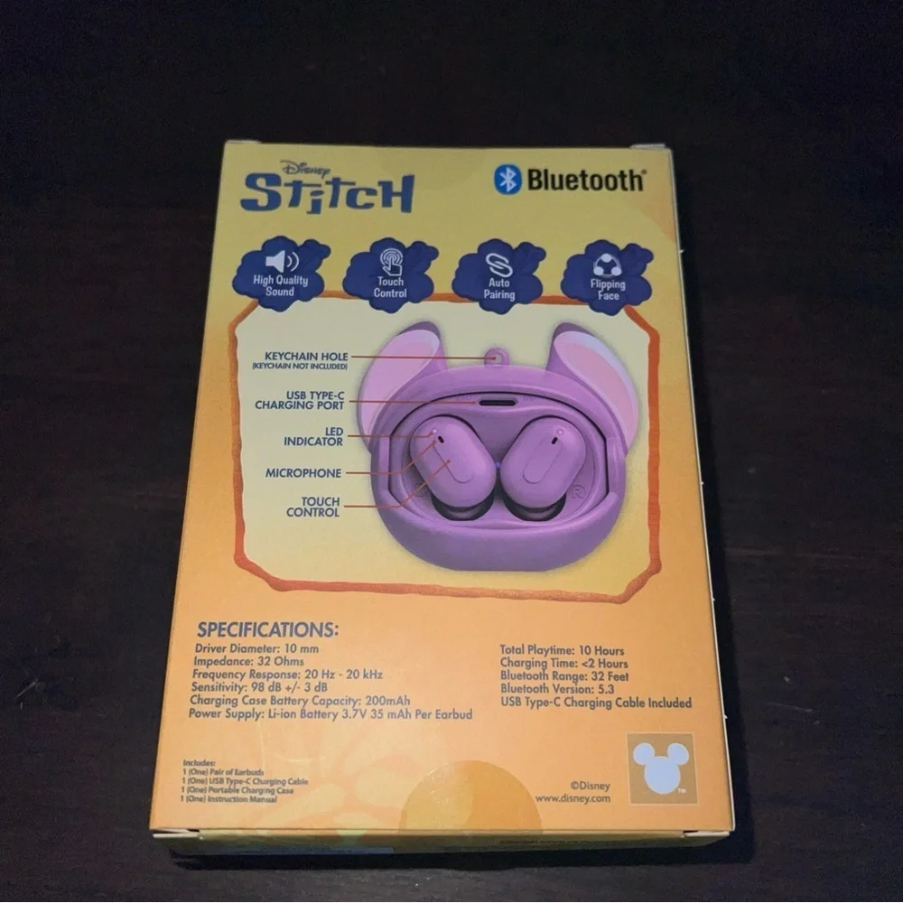 Disney Angel Stitch True Wireless Earbuds in Light Pink